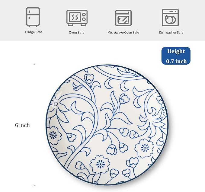 Selamica Ceramic Dessert Plates Set of 6, 6 Inch Appetizer Plates - Image 2