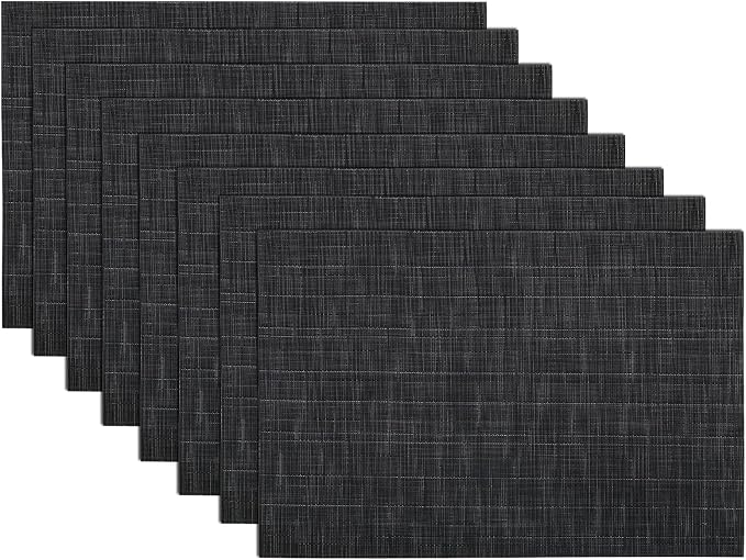 SHACOS Placemats Set of 8 Woven Vinyl Place Mats by SHACOS