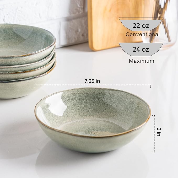 AmorArc Ceramic Cereal Bowls Set of 6, 24 oz Handmade Stoneware Bowls Set - Image 5