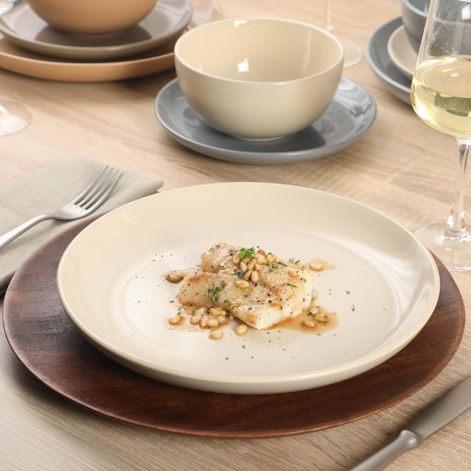 Gibson Home Rockaway 12 Piece Plates and Bowls Matte Outside/Shiny Inside Glaze - Image 2