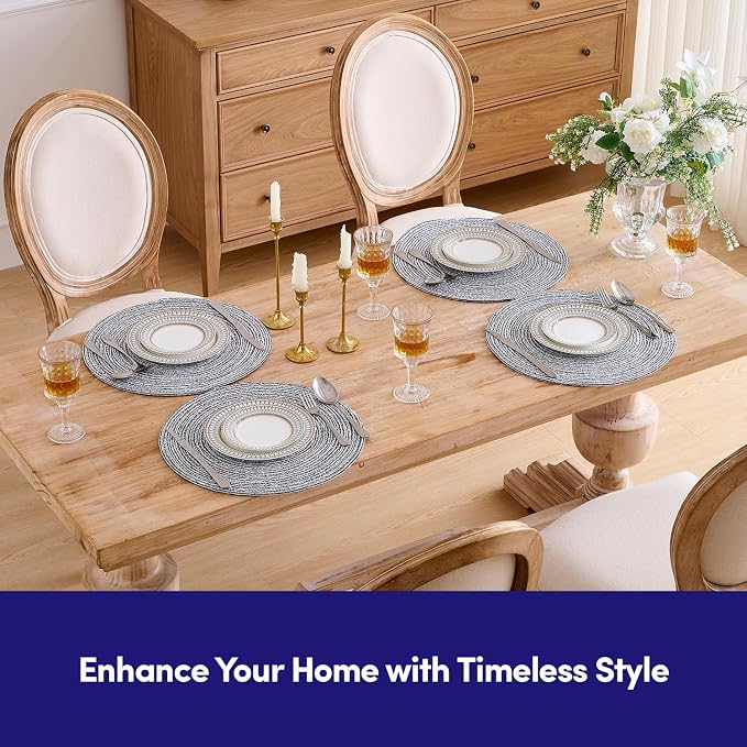 Round Placemats Set of 4-100% Cotton Two-Tone Placemat - Image 7