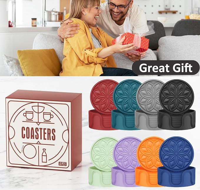 HFHOME Silicone Coasters Set for Drinks - Image 8