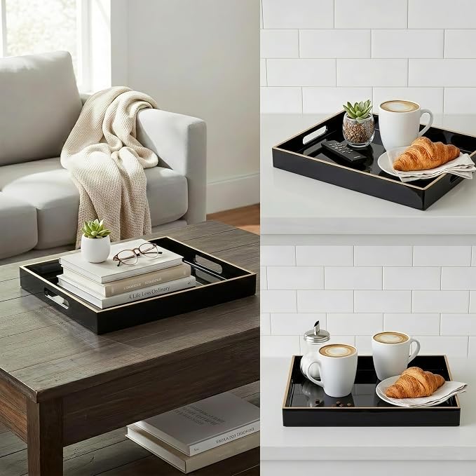 15.8" x 11.8" Black Plastic Serving Tray - Image 8