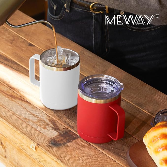 MEWAY 12oz Coffee Mug With Handle 2 Pack Bulk, Stainless Steel Insulated Travel - Image 6