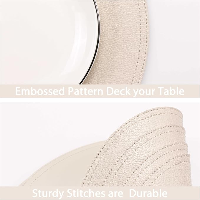 Set of 6 Faux Leather Round Placemats and Coasters, Coffee Mats Kitchen Table - Image 4