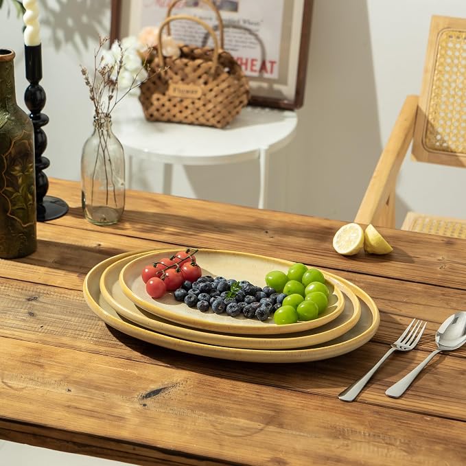 Ceramic Large Serving Platters- Set of 3 Oval Platters - Image 7