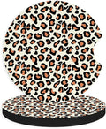 2pcs Leopard Print Car Coasters, Absorbent Universal neoprener Cup Holder by Unknown