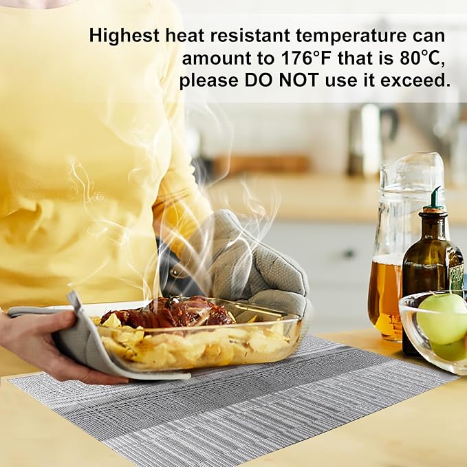 Aofmee Placemats, Heat Resistant Place Mats Set of 6, Washable PVC Table Mats - Image 3