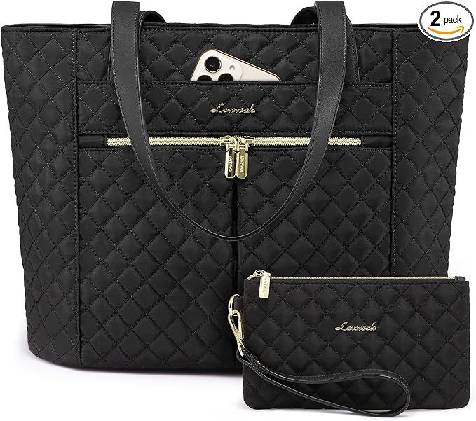 LOVEVOOK Laptop Bag for Women 15.6 inch, Diamond Quilted Work Tote Bags Womens by LOVEVOOK