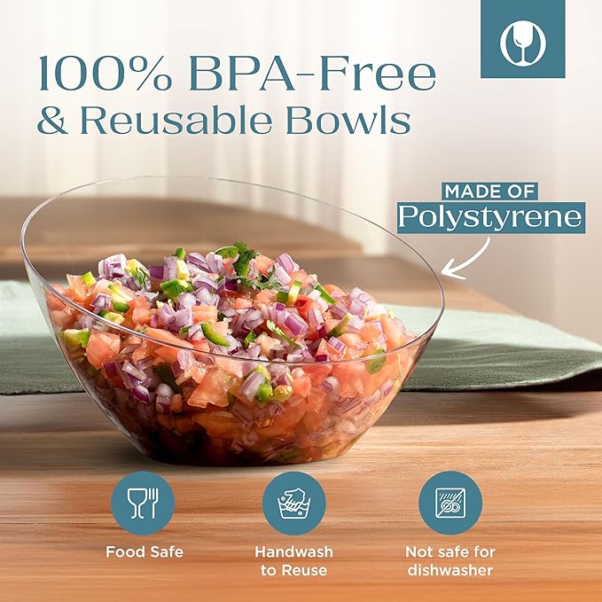 5 Pack Clear Angled Plastic Serving Bowl Disposable - Image 6