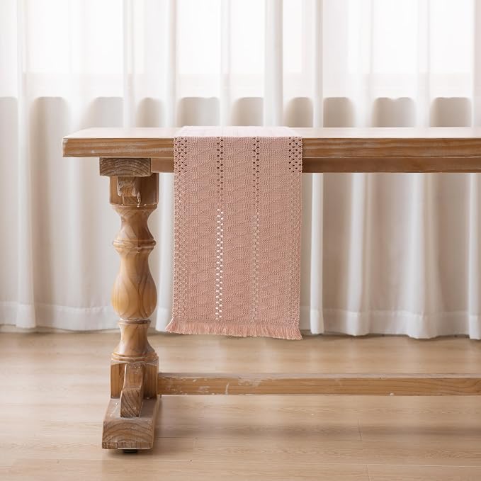 Keketoarrange Boho Macrame Table Runner 12x60 Inch | Woven Burlap Rustic Runner - Image 6
