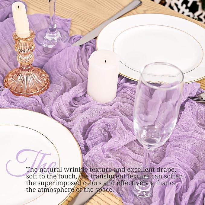 8 Pack Lavender Table Runner 17 x 108inch Cheesecloth Table Runner Boho Gauze - Image 4
