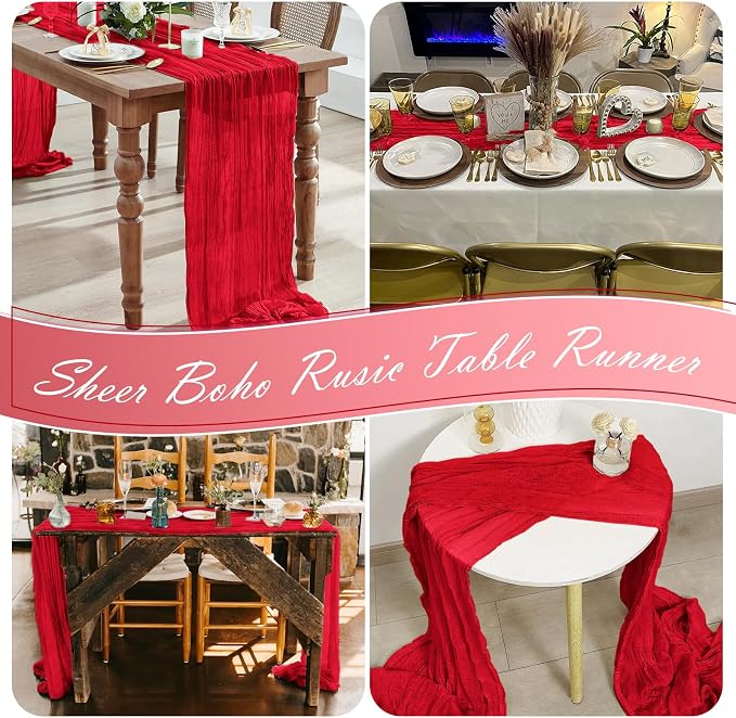 15 Pack Red Cheesecloth Table Runner 17 x 108 inch Cheese Cloth Table Runners - Image 7