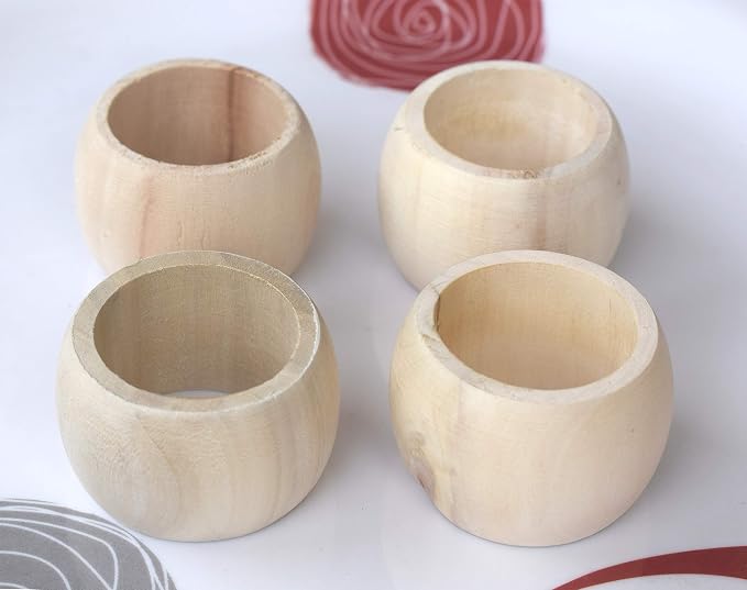 Lightnpro Wooden Napkin Ring, Napkin Rings Set of 12, Ring Napkin, Handmade - Image 2