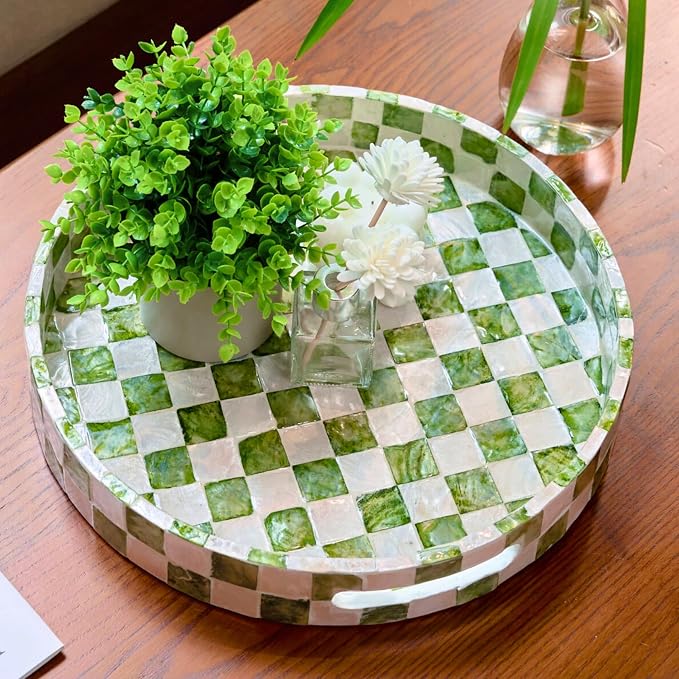 16"x12" Capiz Serving Tray, Decorative Coffee Table Tray, Decorative Tray by ChiAnHome