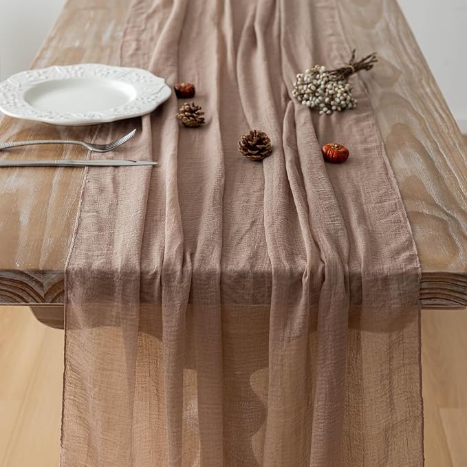 Nude Cheesecloth Table Runner 120 Inches - Image 5