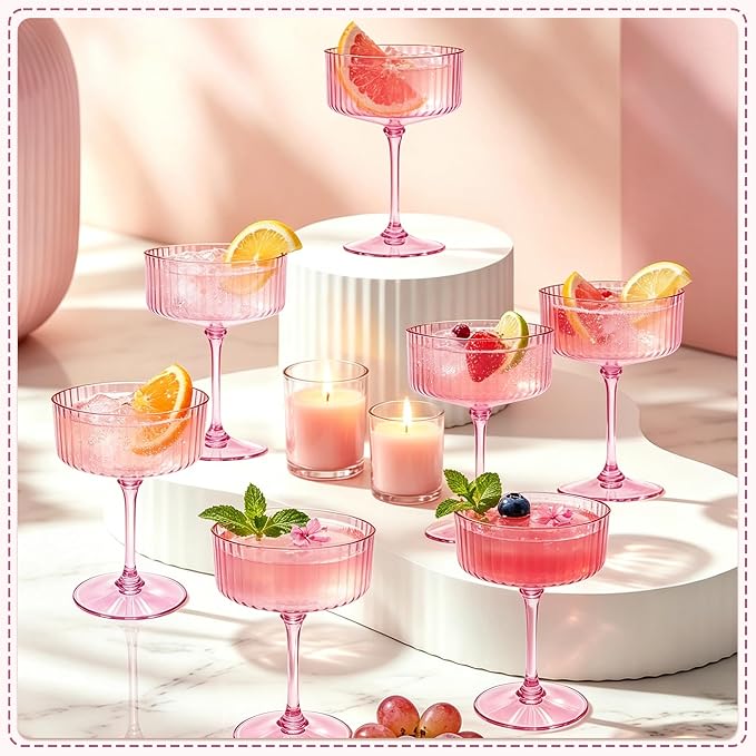 24PCS Plastic Martini Glasses, Unbreakable Reusable Champagne Coupe, Removable - Image 4