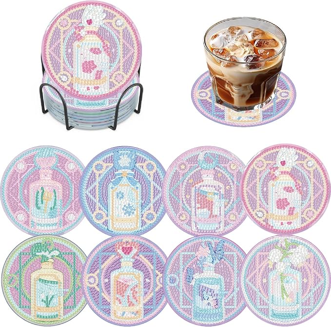 8 Pack Tarot Diamond Art Coasters Kits- Diamond Painting Coasters Kit | - Image 2