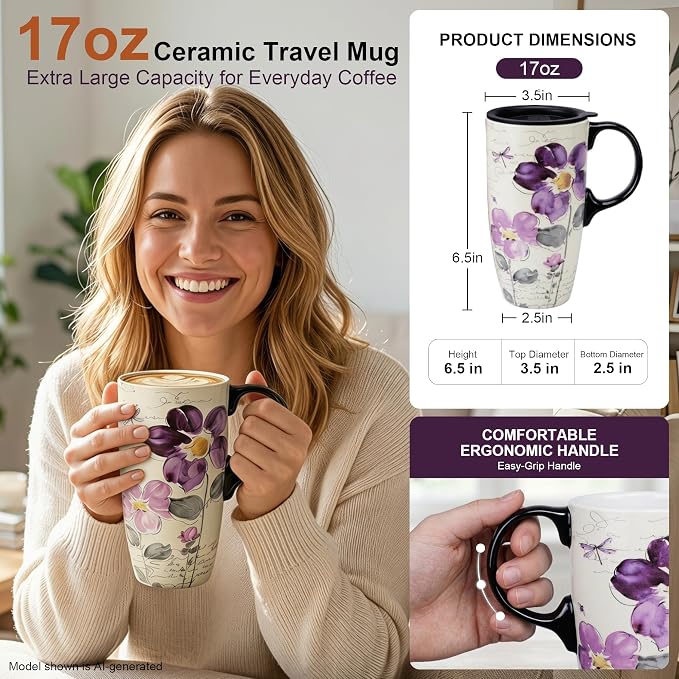 Topadorn 17oz Ceramic Travel Mug - Image 2
