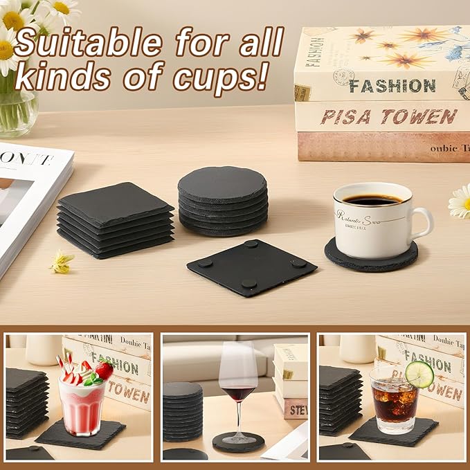 48pcs Slate Coasters, Hand Painted DIY, Scratch Resistant Bottom - Image 4