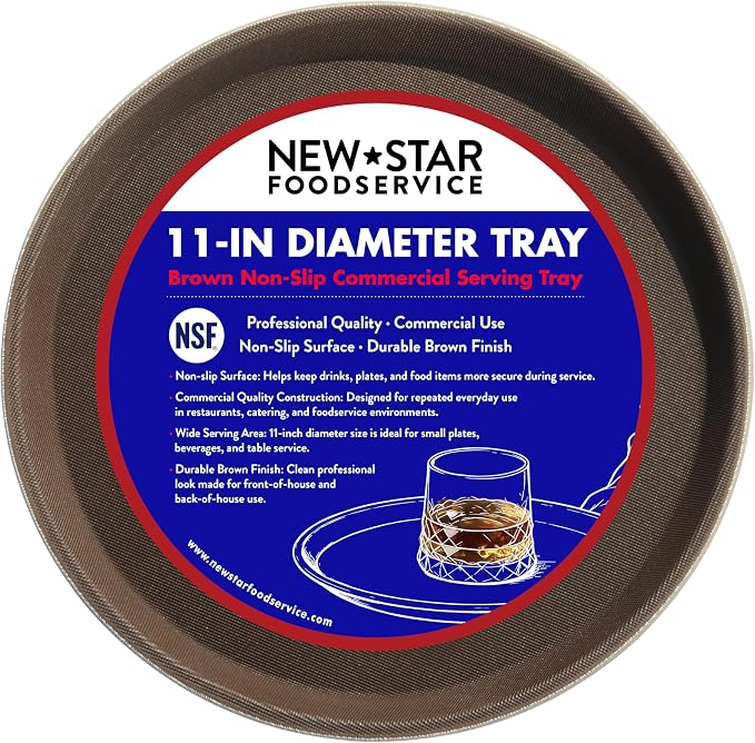 New Star Foodservice Restaurant Grade Non-Slip Serving Tray, 11 Inch Round by NewStarFoodservice