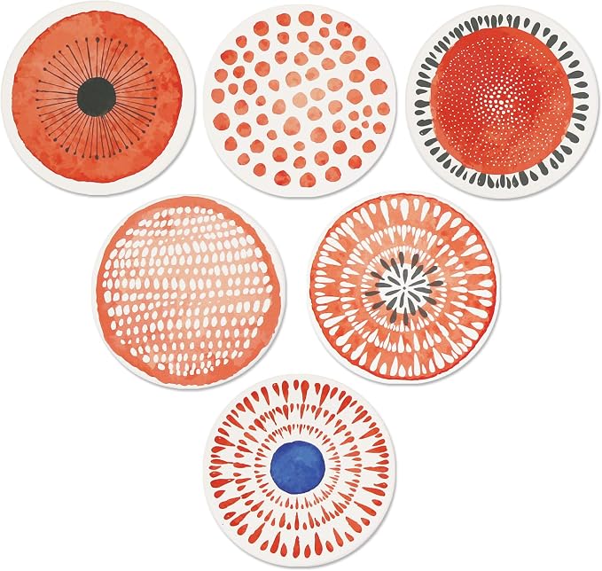 AD Set of 6 Coasters for Drinks Absorbing Round Ceramic Stone Coaster - Image 2