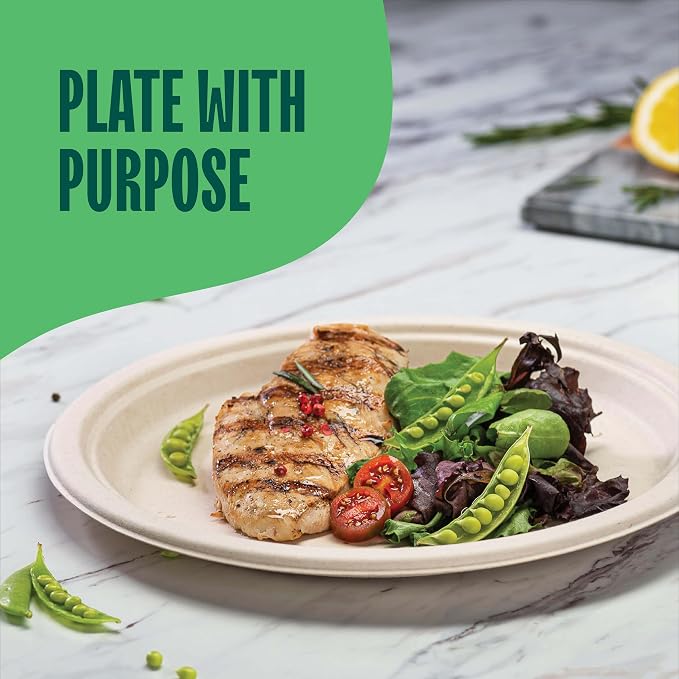 Paper Plates, 100% Compostable Heavy Duty Disposable 10 Inch Plate - Image 4