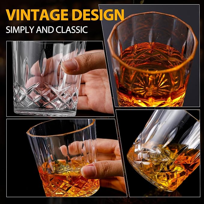 Yungyan 6 Pcs 10 oz Plastic Clear Whiskey Glasses, Old Fashioned Glasses - Image 4