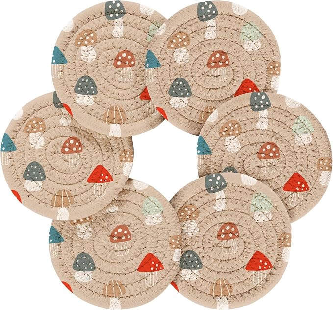 YETTASBIN Mushrooms 6 Pcs Drink Coasters - Image 2