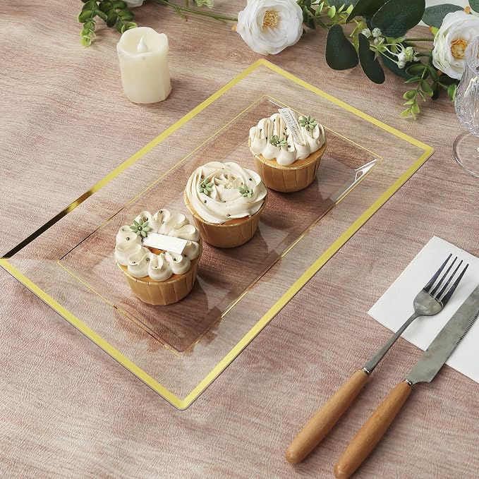 Efavormart 10 Pack Clear Rectangular Plastic Serving Trays - Image 6