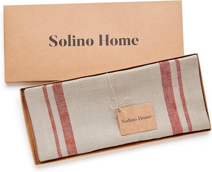 Solino Home 100% Pure Linen Table Runner, 14 x 144 in, French Stripe | Table - Image 5