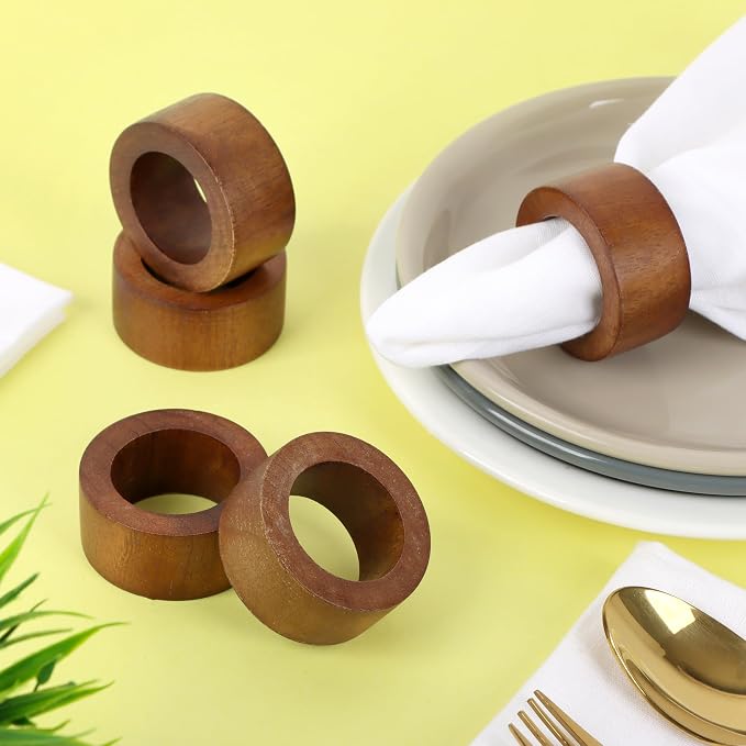 ALPHA Living HOME Handmade Wood Napkin Rings Set of 12 - Image 6