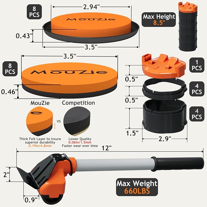 Heavy Duty Furniture Sliders Movers Slider Pads Mover Coasters - Image 7