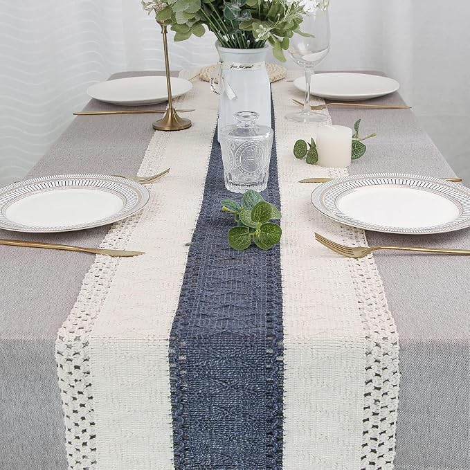 Boho Table Runner for Home Decor 12x90 Blue Fall Rustic Decorations | 90 Inches - Image 7