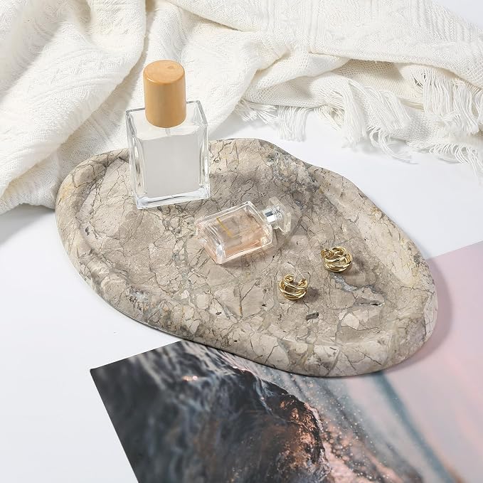 Marble Vanity Tray for Bathroom, Cloud Shape Stone Key Tray | 10" x 7" Marble - Image 5