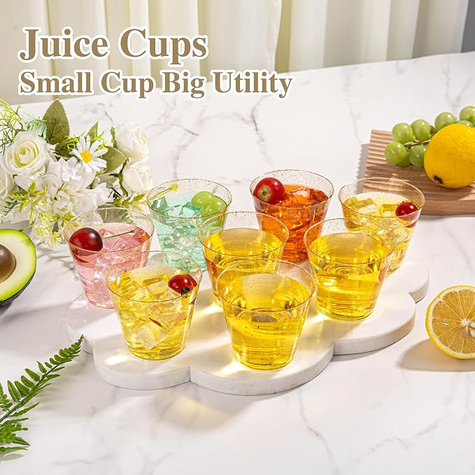 I00000 5oz 100 Pack Gold Glitter Plastic Cups, Glitter Disposable Small Plastic - Image 6