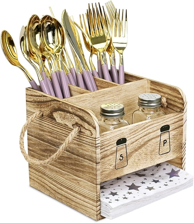 Ikee Design Wooden Utensil Caddy Flatware Holder by IkeeDesign