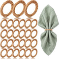 100 Pcs Boho Woven Rattan Napkin Rings Bulk Rustic Style Round Dining Table by Ferrochef
