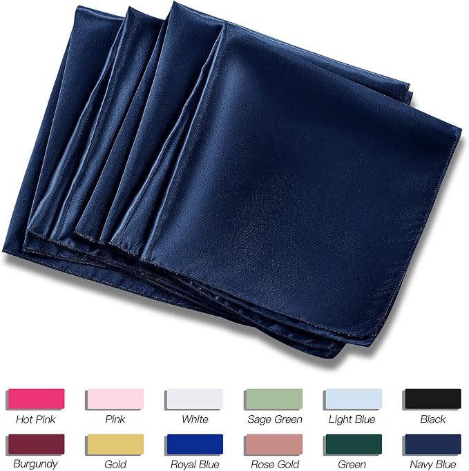 P Pothuiny 12 Pcs Navy Blue Satin Napkins 17 x 17 Inch, Satin Cloth Napkins | - Image 6