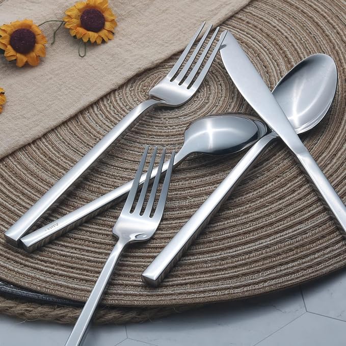Alata Cube 65-Piece Forged Stainless Steel Flatware Set Cutlery Set - Image 6