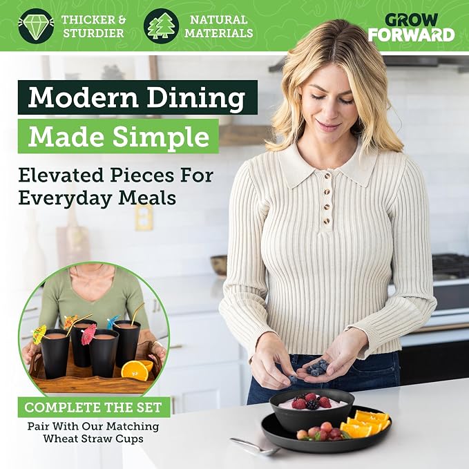 Grow Forward Premium Wheat Straw Plates and Bowls Sets - Image 5