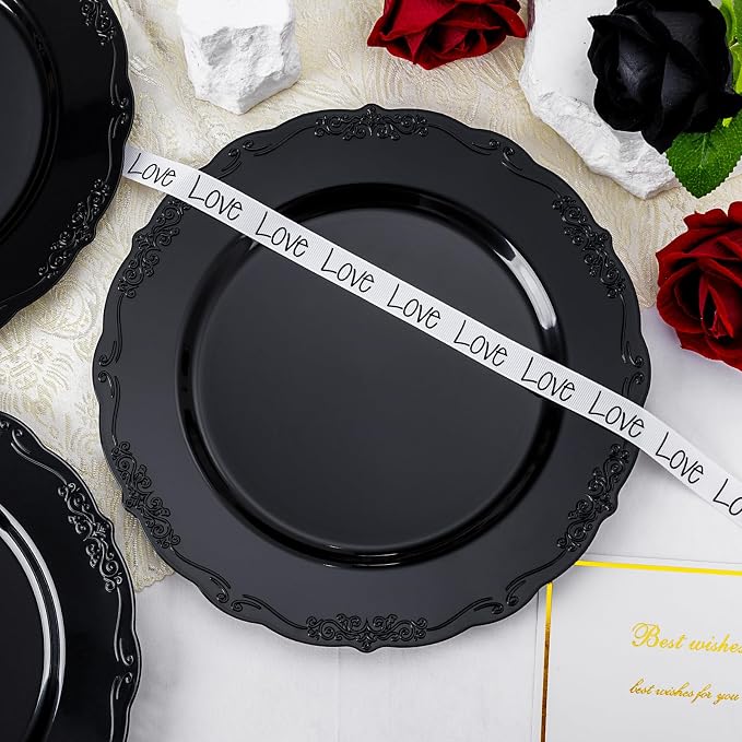 DaYammi 36PCS Black Plastic Plates, Heavy Duty Black Disposable Plates Premium - Image 8