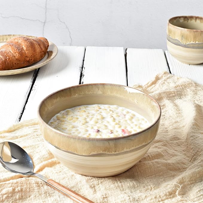 Stoneware Soup Bowl Set of 4, 26 Oz, Cereal Bowl - Image 5