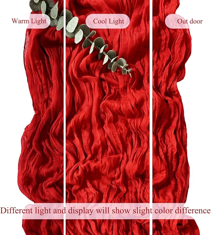 12Pack Red Cheesecloth Table Runner 20 x 120 inch Gauze Table Runner | Red - Image 8