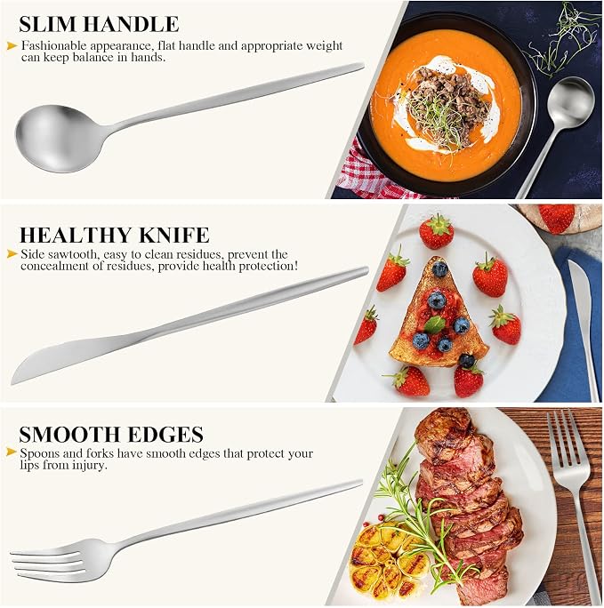 Silverware Set for 6, 30 Piece Flatware Set, Cutlery Tableware set Include - Image 4