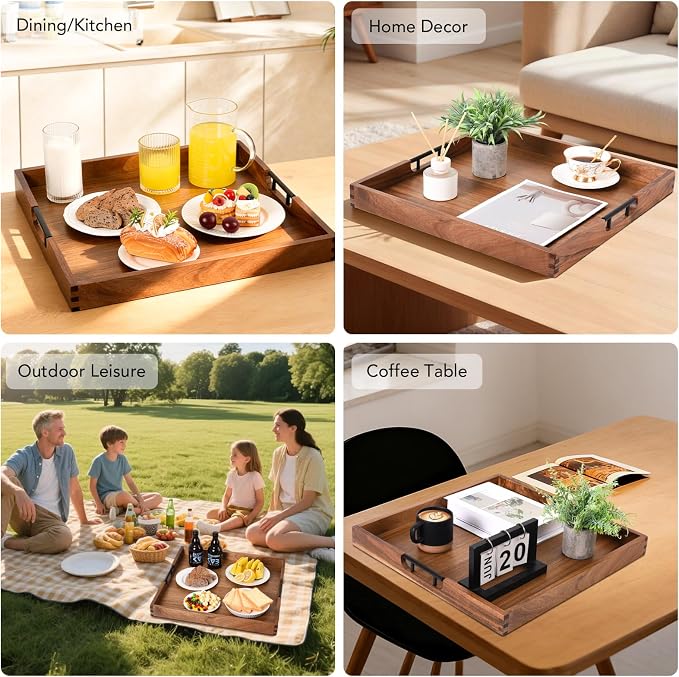 Joy&Grace Acacia Wood Ottoman Tray - Image 4