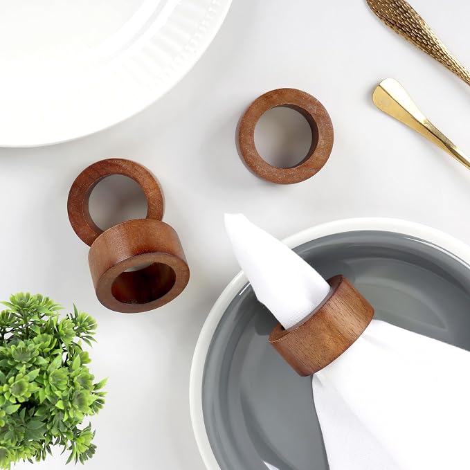 ALPHA Living HOME Handmade Wood Napkin Rings Set of 12 - Image 2