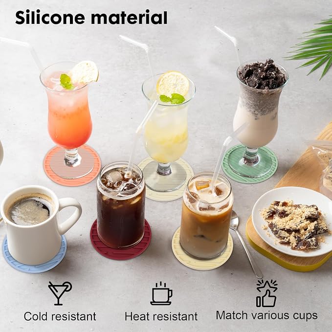 Silicone Coasters for Drinks Coaster Set of 6 pcs Cup Coasters - Image 2