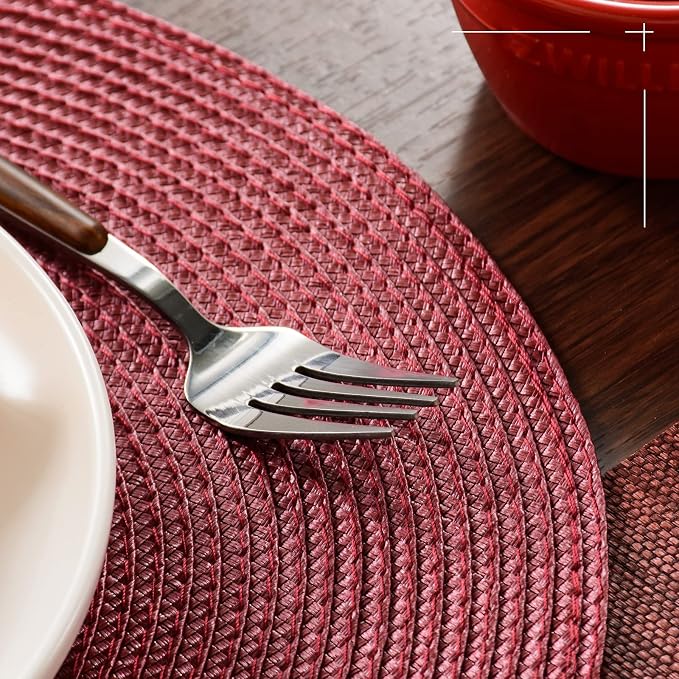FunWheat Round Braided Placemats Set of 6 Table Mats - Image 5