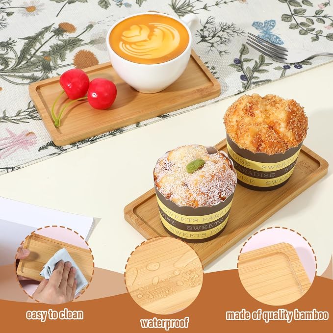 16 PCS Small Bamboo Tray, Bamboo Vanity Tray - Image 4